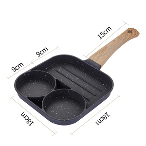 Sartén antiadherente, sartén con 4 agujeros, bistec, huevo, tortilla gruesa, sartén con mango de madera, sartén para utensilios de cocina - Product Image 2