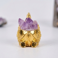 Figura de Elefante de Cristal de Amatista Natural Hecha a Mano en Fábrica, Animal de Piedra Preciosa para Regalo