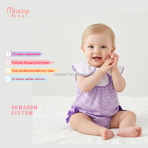 Tutina Estiva Senza Maniche per <span class=keywords><strong>Neonata</strong></span>, Abbigliamento Carino per Neonati, Completo in <span class=keywords><strong>Cotone</strong></span> Viola per Bambine - Product Image 1