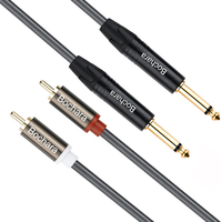 Câble audio professionnel blindé tressé Bochara 2RCA vers 2x6,35 mm double 1/4 pouce TS OFC
