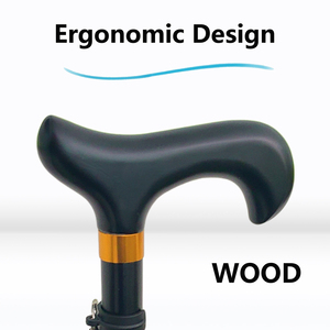 杖 木製ハンドル 折りたたみ式 軽量 アルミニウム製 調節可能 ポータブル 手杖 男性 女性 高齢者向け - Product Image 3