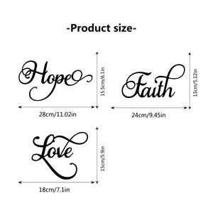 ชุดตกแต่งผนังโลหะ 3 ชิ้น <span class=keywords><strong>ลา</strong></span>ยคำว่า “ศรัทธา ความหวัง ความรัก” ตัวอักษรสีดำ สร้างแรงบันดาลใจ ตกแต่งบ้าน ตกแต่งห้องสไตล์สวยงาม - Product Image 2
