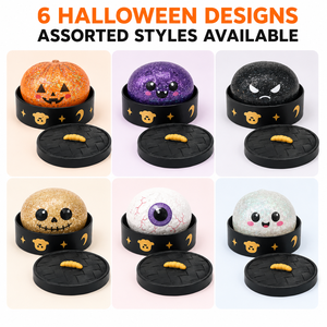 Jouet Squishy Pailleté Halloween en Panier – 6 Motifs Assortis – Doux et Moelleux – Idéal pour Fêtes d'Enfants – Vente en Gros - Product Image 3