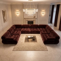 Canapé sectionnel en U moderne pour salon, rembourré et surdimensionné, avec cadre en bois massif, style luxe léger