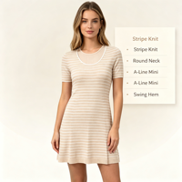 Robe pull slim en maille rayée rose mi-longue à manches courtes pour femme, qualité supérieure, personnalisable OEM & ODM, vente en gros - Harry Maxi