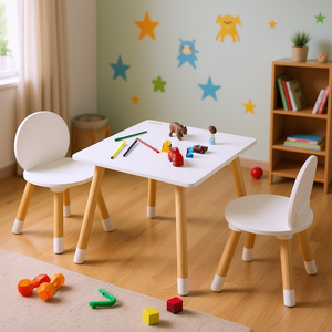 Table multi-activités pour enfants et ensemble de 2 chaises, meubles en bois pour enfants, pour l'art, l'artisanat, la lecture, l'apprentissage, modèle D0100HADF9G - Product Image 2