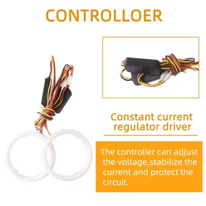 Blanc Jaune LED Coton Switchback Angel Eyes Full Round Circle <span class=keywords><strong>Halo</strong></span> 2-Ring Kit avec 70mm 120mm Tailles 12V DRL Phares - Product Image 3