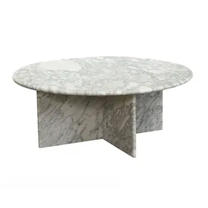 Table basse en marbre blanc, meuble de luxe italien, base croisée, moderne, en marbre blanc