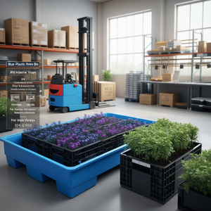 Contenitore di ritenzione in plastica blu da 150L per stoccaggio industriale - Product Image 3