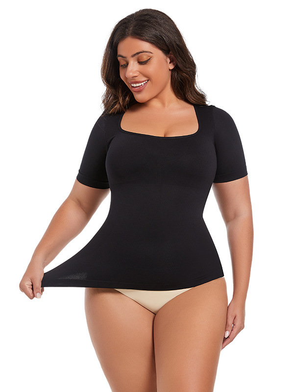 Tummy-Control Seamless Shapewear Bodysuit (Z566349): side profile showing zones and edge stability