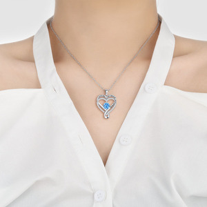 Collana con Ciondolo a Cuore Infinito Placcato Oro Bianco, Incisione 'Ti Amo per Sempre', Zirconi Multicolore, Regalo per Donne - Product Image 4