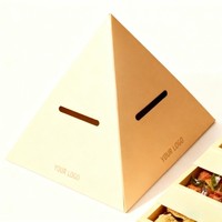 Boîte Pyramidale Biodégradable en Papier Kraft pour Plats à Emporter, Gâteaux et Desserts – Emballage pour Snacks, Impression à l'Encre de Soja, Vente en Gros