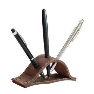 Portaplumas de cuero genuino, soporte creativo para bolígrafos con adhesivo, regalo de escritorio, decoración de oficina, soporte para bolígrafos, bolígrafo adhesivo para firmas. - Product Image 4