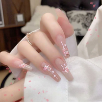Autocollants pour ongles à motifs floraux roses et blancs, décorations de fleurs de cerisier, autocollants pour ongles auto-adhésifs pour femmes, décoration d'ongles