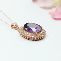 Aiyu Vente en Gros Pendentif en Argent S925 Incrusté d'Améthyste Naturelle Bijoux en Pierres Précieuses Diffusion en Direct d'Usine S2110608A
