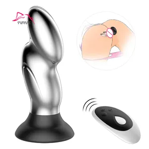 安全不锈钢无线遥控钢同性恋推塞按摩g点肛门阴蒂阴道性玩具