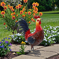 Décoration de jardin vintage style ferme européenne, aiglu de jardin rouge et blanc en fonte, dissuasif pour volailles, décoration de jardin en forme de coq