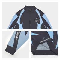 Cardigan tricoté vintage pour homme avec logo personnalisé, style course, fermeture éclair, motif graphique, veste de survêtement, pull décontracté d'hiver