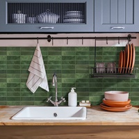 Carreaux muraux autocollants vertes imperméables empilables pour crédence de cuisine et salle de bain