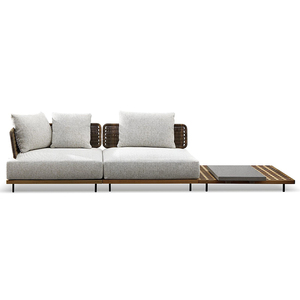 Juego de Sofás de Mimbre y <span class=keywords><strong>Aluminio</strong></span> para Exteriores, Moderno y de Lujo, 4 Piezas, Combinación de Comedor Esquinero, Muebles de Jardín Duraderos para Sala de Estar Estilo Rústico - Product Image 5