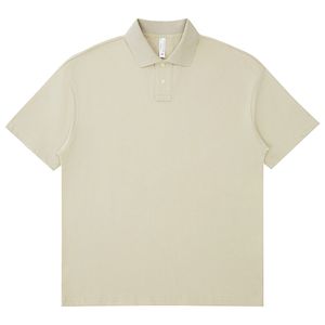 Algodón Lose Polo Streetwear <span class=keywords><strong>Oversized</strong></span> Drop Shoulder Polo T-shirt Logotipo personalizado Collar <span class=keywords><strong>Plain</strong></span> <span class=keywords><strong>Men</strong></span>'s Polo - Product Image 3