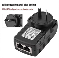10/100Mbps montage mural Euro Plug Ethernet POE injecteur 24V 1A 48V 0.5A AC DC Power PoE adaptateur 24v