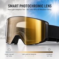 Lunettes de ski photochromiques professionnelles anti-buée UV400, lunettes de snowboard, logo personnalisé, fournisseur direct d'usine, vente en gros