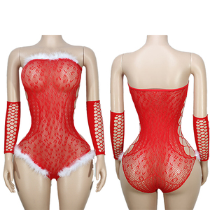 ชุดเต้นรำเซ็กซี่ไม่มีสายรัดตกแต่งผ้ากำมะหยี่สีขาวสำหรับเวทีคลับ - Product Image 1