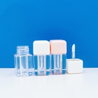 Nuevo diseño cuadrado grasa brillo de labios contenedores Rosa Blanco cosmético tinte de labios tubo 4ml brillo de labios tubos con varita