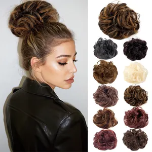 Hete Verkoop Synthetische Messy Updo Krullend Broodjes Bruiloft Haarknot Vrouwen Haaraccessoire Donut Chignon