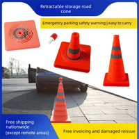 Cône de signalisation rétractable, cône d'avertissement d'urgence pour voiture, cône réfléchissant pliable, cône télescopique, cône portable en forme de cornet de glace