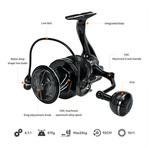 <span class=keywords><strong>Moulinet</strong></span> de surf spinning en carbone léger personnalisé, anti-corrosion marine, 10+1 roulements, frein max 25KG, longue portée, pour pêche en mer (faux métal) - Product Image 3