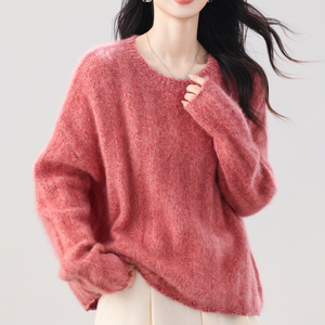 Maßgefertigter 100% Kaschmir <span class=keywords><strong>Damen</strong></span> Herbst- und Winter-Freizeitpullover in Unifarbe - Product Image 2