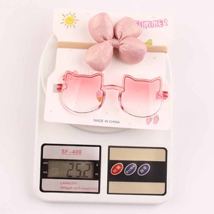 Ensemble de bandeaux en nylon pour bébé et lunettes de soleil avec oreilles de chat, bandeau à nœud doré gonflé, accessoires photo d'été pour filles de 0 à 3 ans - Product Image 2