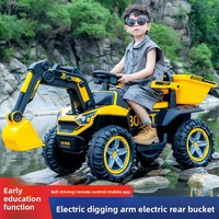 Excavatrice et VTT électriques en plastique pour enfants, excavatrice extra-large télécommandée, jouet à conduire pour garçons de 1 à 8 ans