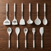Ensemble d'ustensiles de cuisine en silicone, poignée antidérapante à motif diamant en acier inoxydable, outils de cuisson résistants à la chaleur et adaptés aux aliments