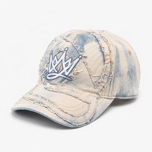 Casquette de baseball en jean 6 panneaux avec logo métallique 3D personnalisé, impression par transfert thermique, boucle métallique réglable, argent brillant, pour l'extérieur - Product Image 1