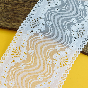 Dễ thương Trắng căng Ren biên giới Ribbon tinh tế đàn hồi <span class=keywords><strong>TRIM</strong></span> cho hàng may mặc truyền thống giày sang trọng có tính năng đồng bằng Net vải tuyn - Product Image 3