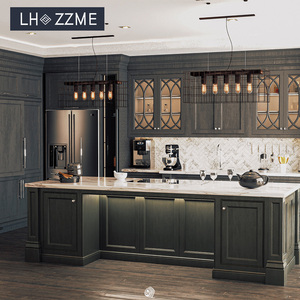 Mobile da <span class=keywords><strong>Cucina</strong></span> in Stile Rustico Europeo in Melaminico con Isola e Cassetti con Chiusura Ammortizzata per Villa - Product Image 1