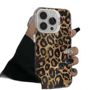 Coque de téléphone portable en TPU avec impression léopard dorée scintillante, plaquée argent, pour iPhone Xs Max 11 12 13 14 15 16 17 18 Air