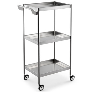 Wholesale Silver 3 Tier Hairdressing Trolley Stainless Steel <b>Tools</b> Salon Storage <b>Rolling</b> Tray for Beauty Salon - Product Image 1