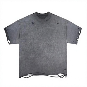 เสื้อยืดเฮนลีย์แขนสั้นสีฟ้าอ่อนสำหรับผู้ชาย ทรงปกติ ระบายอากาศได้ดี ผ้าฝ้ายถักน้ำหนัก 200 กรัม สไตล์ลำลอง คอทรงโอ - Product Image 4