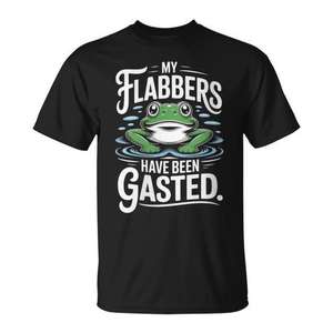 T-shirt Frog Humor My Flabbers Have Been Gasted Design en coton noir pour adulte unisexe - Product Image 1
