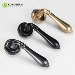 Modern European Classic Lever Handle Set Zinc Alloy Wooden Doors Pull Matte Black Brass Interior Door <span class=keywords><strong>Lock</strong></span> Handle para House - Product Image 1