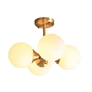 Wholesale light fo room-Nordic luxury modern minimalist creative semicircle copper gray led pendant living room dining room bedroom chandelier