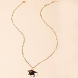 Kalung Topi Wisuda Sarjana & Doktor, Rantai Logam Berlapis, Aksesoris Perhiasan Wanita - Product Image 3