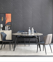 Table à manger moderne en marbre et ardoise de style italien, avec fonction extensible, pour usage hôtelier et chaises de salle à manger