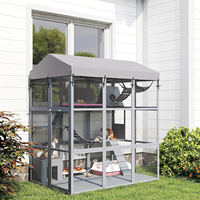 Enclos pour chat en bois de sapin d'extérieur, écologique, durable, résistant aux intempéries, avec échelle et porte verrouillable pour jardin