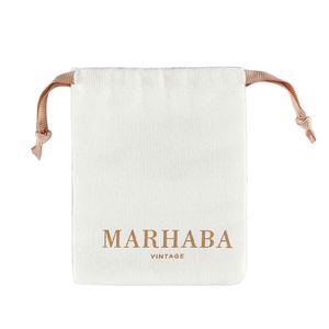 Pochette à bijoux en coton biologique personnalisée avec cordon de serrage et logo sérigraphié pour bagues et montres - Product Image 2