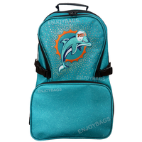 Mochila Casual para Niñas, Color Verde Azulado Brillante, Suave, de Nailon Transpirable, con Logotipo, Personalización con Pedrería, para Equipos de Animación, Estudio de Danza, con Cierre